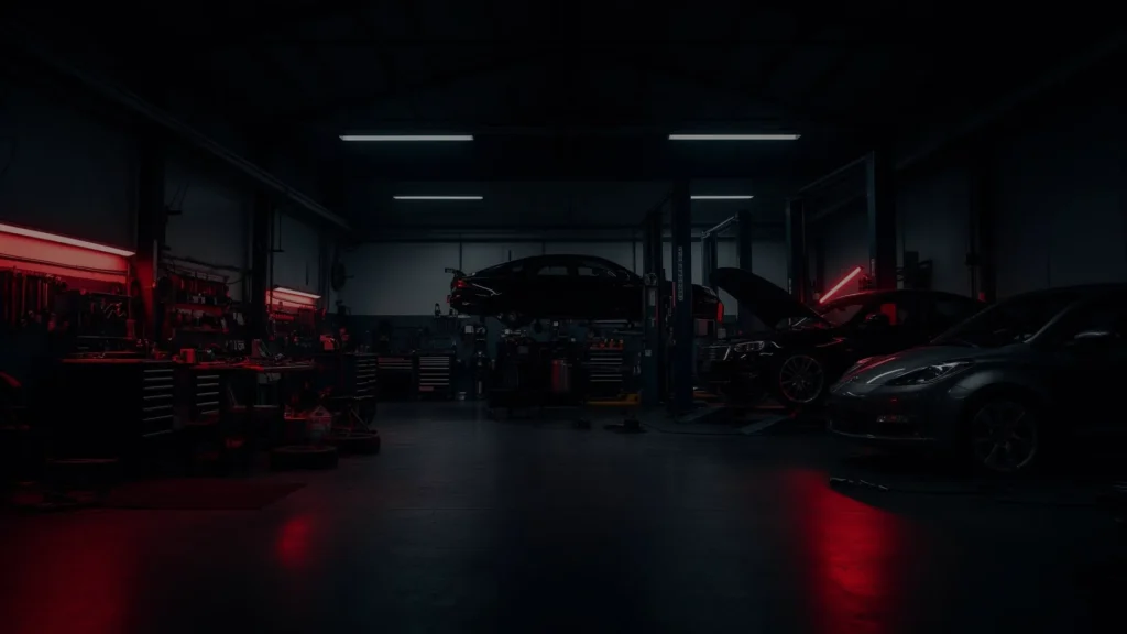 Luxury vehicles in the RS Service Centre workshop